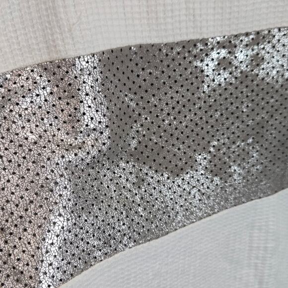 Alembika Knit White Top Shirt Silver Sueded Perforated Detail Lagenlook US 10-12 - Picture 4 of 7